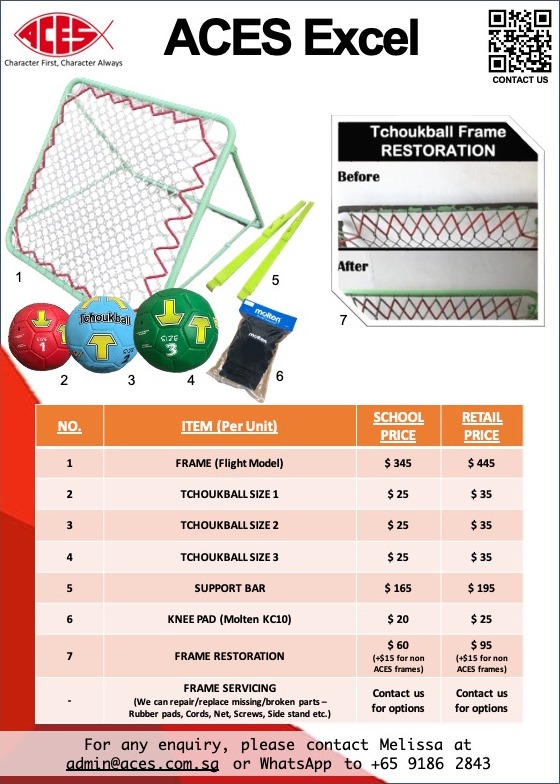 ACES Tchoukball Equipment Pricelist 2024